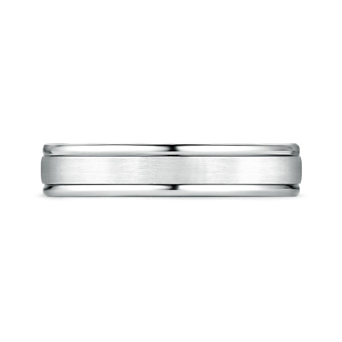 4 105 Comfort Fit Satin Finish Contemporary Wedding Band for Him in White Gold side-1