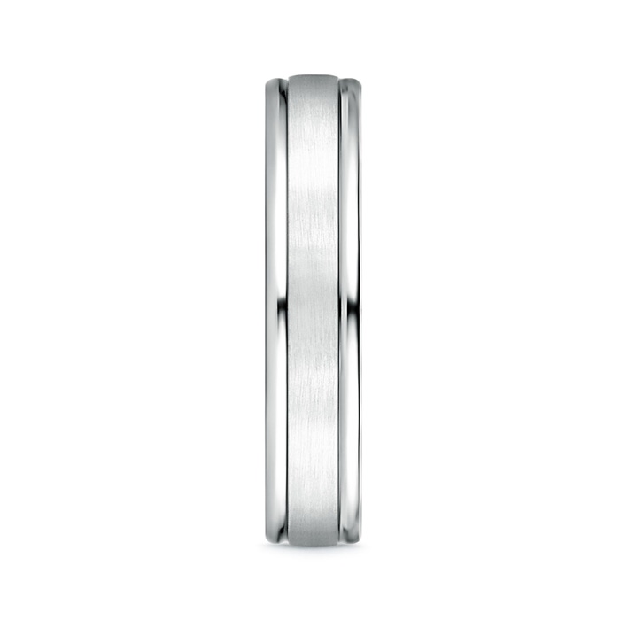 4 105 Comfort Fit Satin Finish Contemporary Wedding Band for Him in White Gold side-2