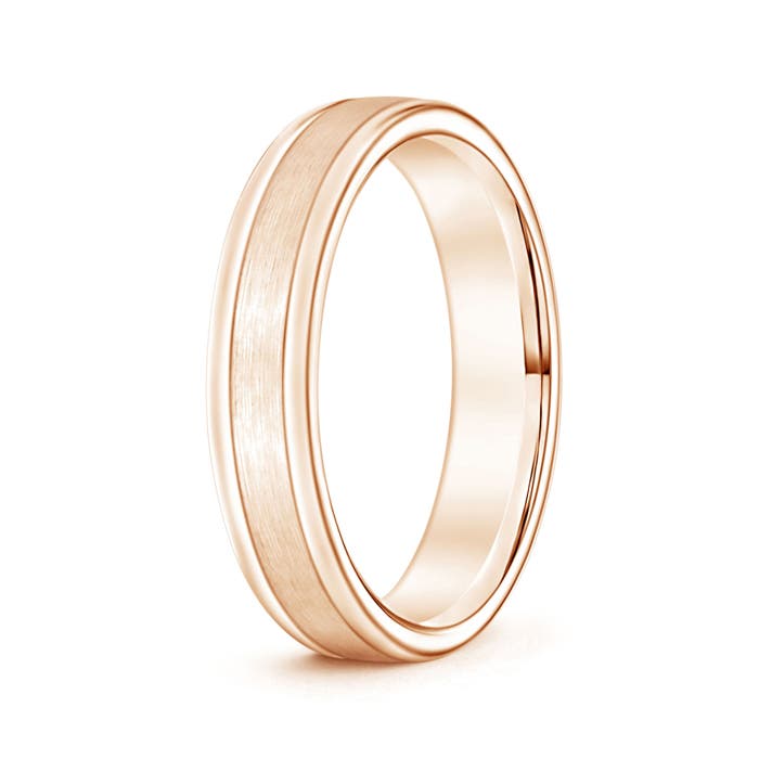 4 110 Comfort Fit Satin Finish Contemporary Wedding Band for Him in Rose Gold