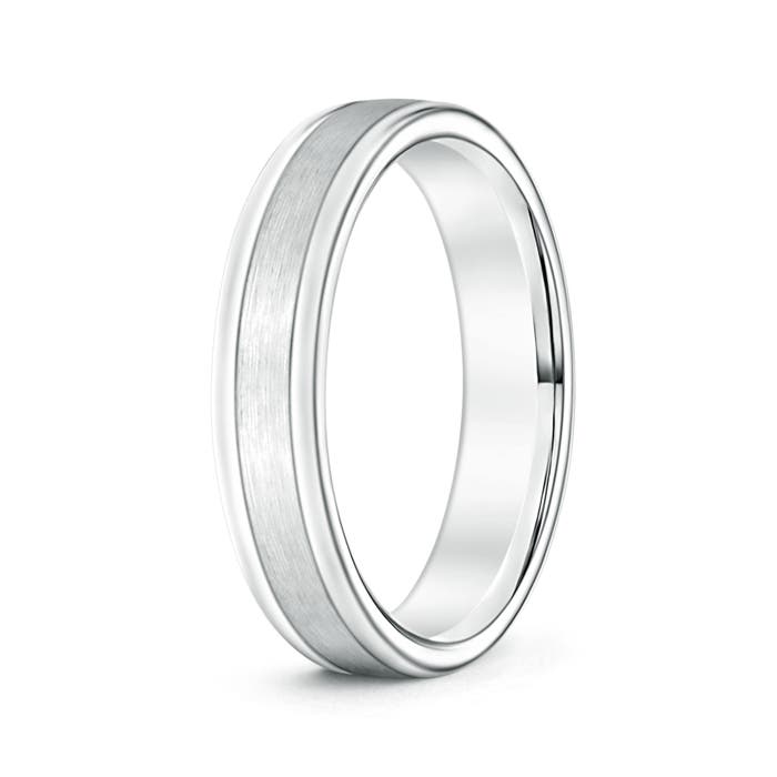 4 110 Comfort Fit Satin Finish Contemporary Wedding Band for Him in White Gold