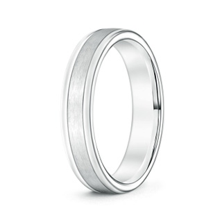 4 120 Comfort Fit Satin Finish Contemporary Wedding Band for Him in White Gold