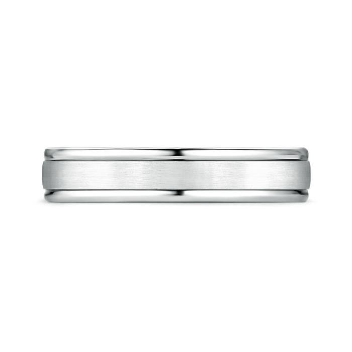 4 130 Comfort Fit Satin Finish Contemporary Wedding Band for Him in White Gold