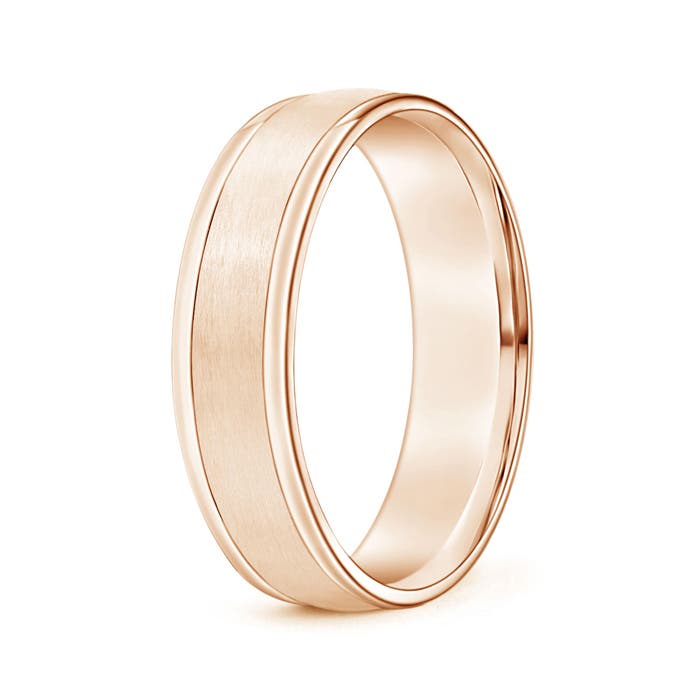 6 100 Comfort Fit Satin Finish Contemporary Wedding Band for Him in Rose Gold