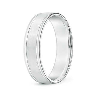 6 100 Comfort Fit Satin Finish Contemporary Wedding Band for Him in White Gold
