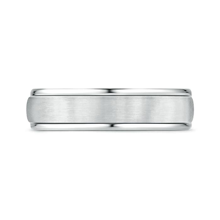 6 100 Comfort Fit Satin Finish Contemporary Wedding Band for Him in White Gold