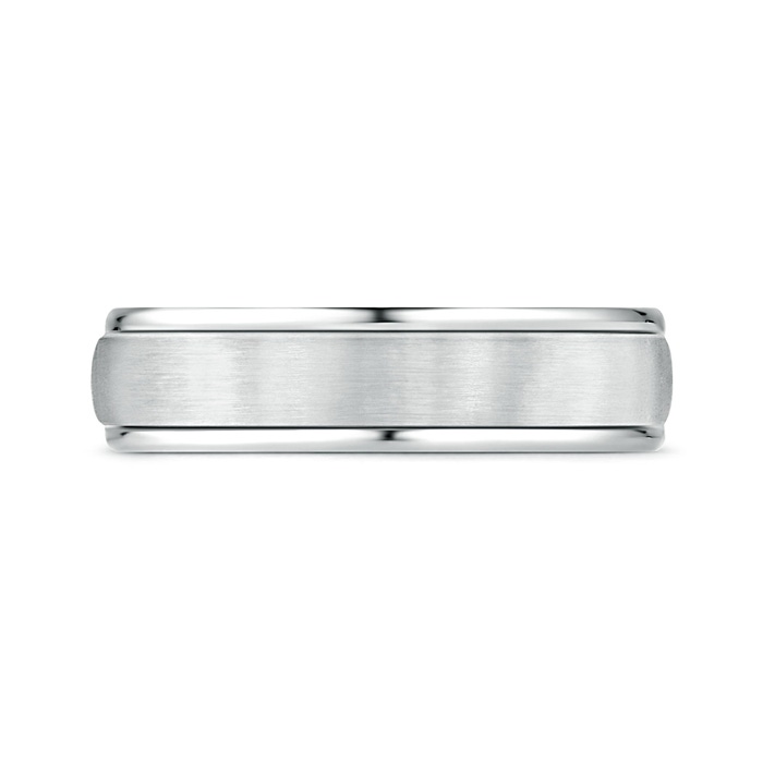 6 100 Comfort Fit Satin Finish Contemporary Wedding Band for Him in White Gold Side-1