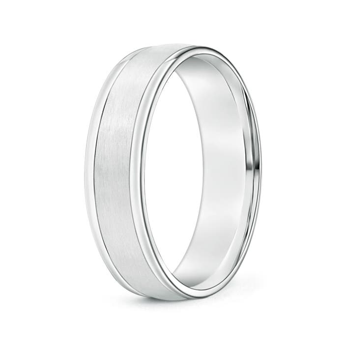6 105 Comfort Fit Satin Finish Contemporary Wedding Band for Him in White Gold