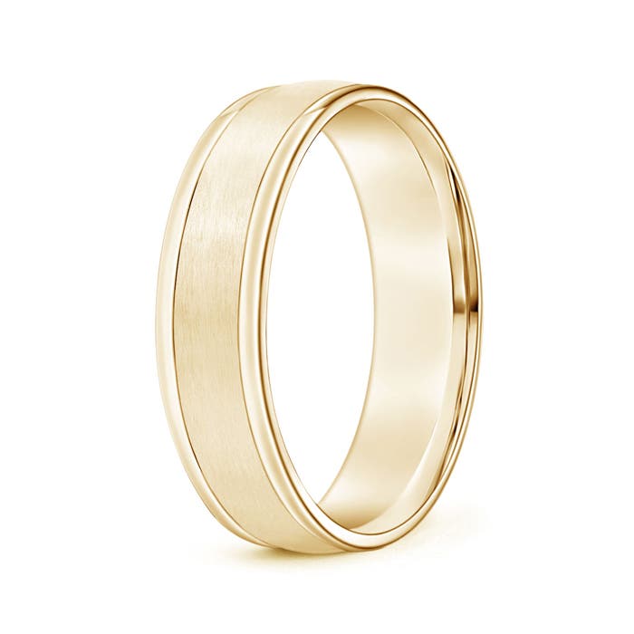 6 110 Comfort Fit Satin Finish Contemporary Wedding Band for Him in Yellow Gold