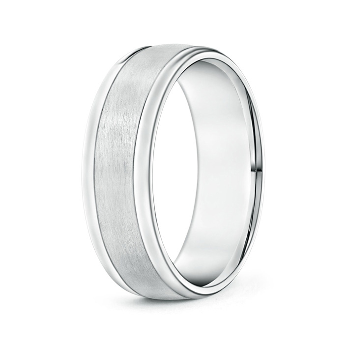 7 100 Comfort Fit Satin Finish Contemporary Wedding Band for Him in White Gold