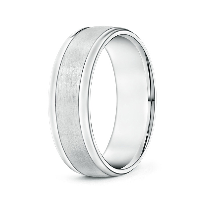 7 100 Comfort Fit Satin Finish Contemporary Wedding Band for Him in White Gold 