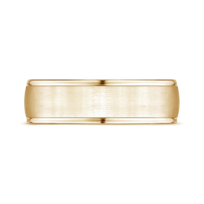 7 105 Comfort Fit Satin Finish Contemporary Wedding Band for Him in Yellow Gold side-1