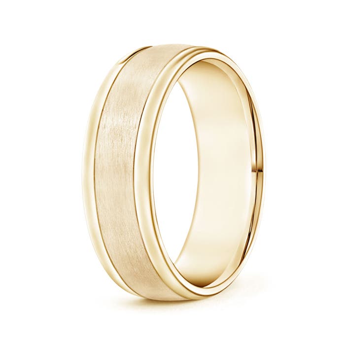 7 120 Comfort Fit Satin Finish Contemporary Wedding Band for Him in Yellow Gold