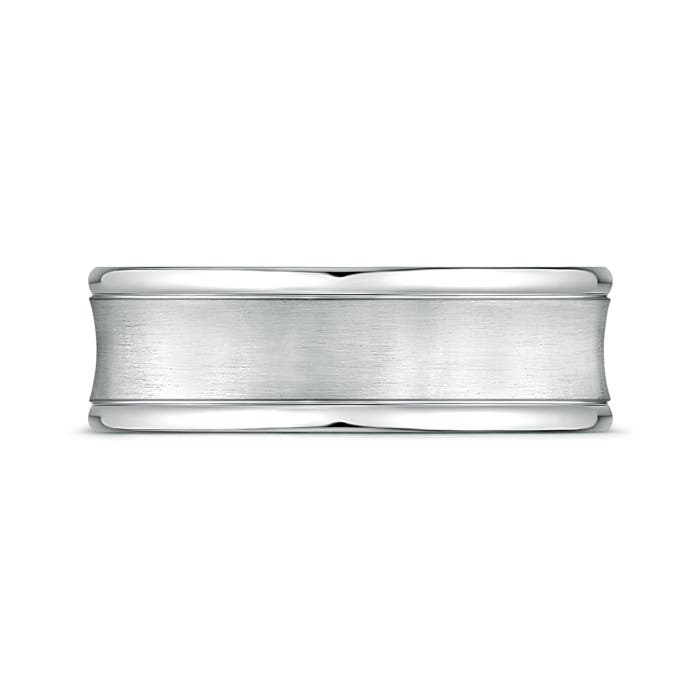 7.5 100 Comfort Fit Satin Finish Concave Wedding Band in White Gold - side 1