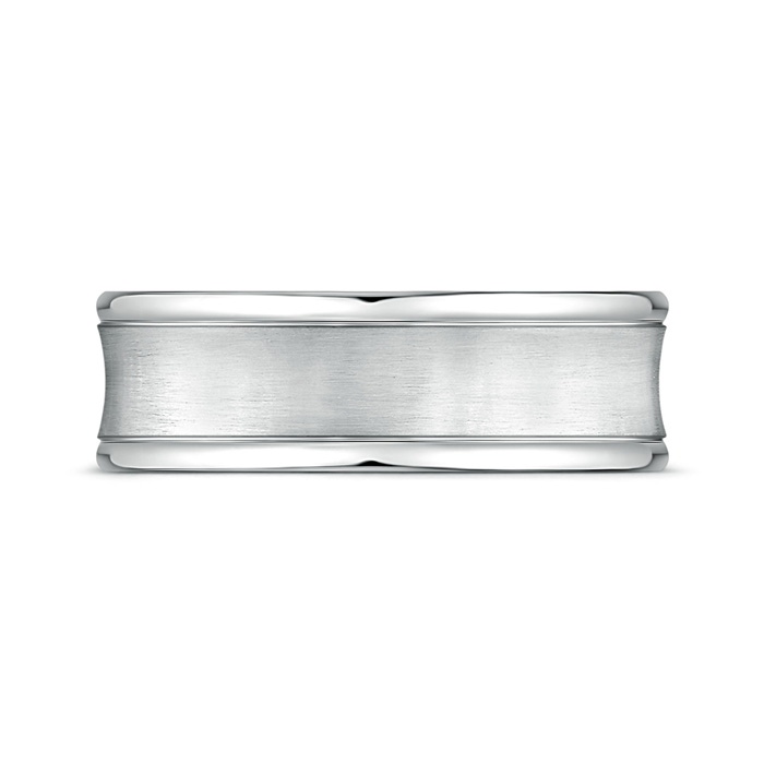 7.5 100 Comfort Fit Satin Finish Concave Wedding Band in White Gold product image