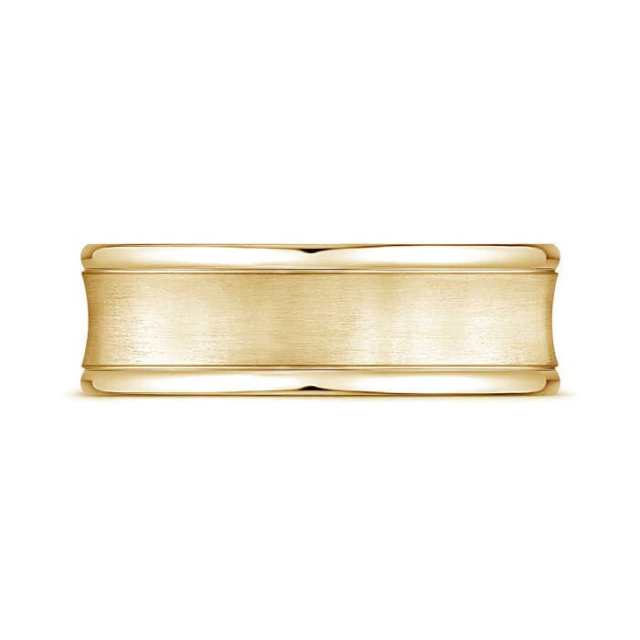 7.5 100 Comfort Fit Satin Finish Concave Wedding Band in Yellow Gold