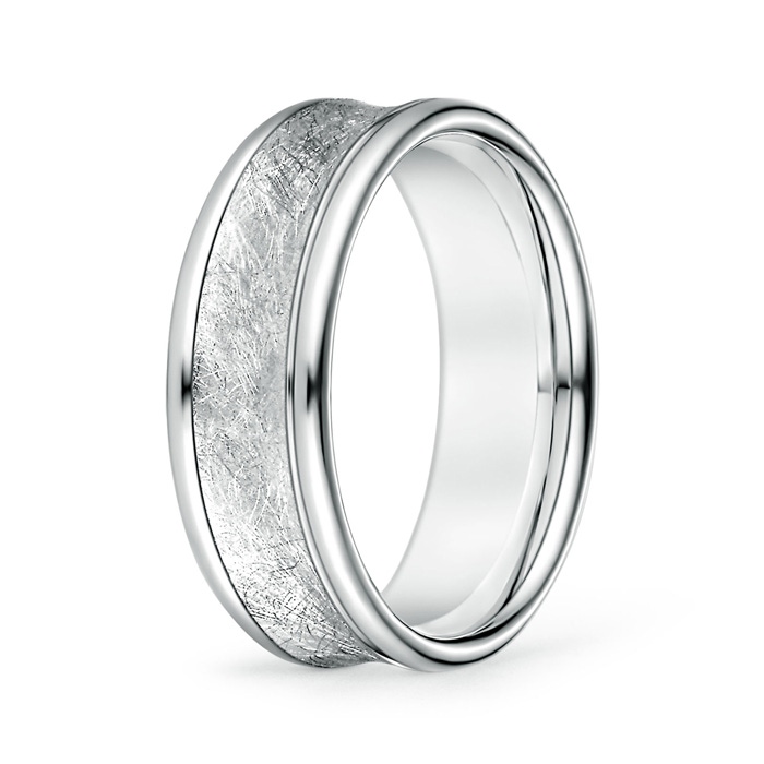 7.5 60 Concave Swirl Men's Comfort Fit Wedding Band in White Gold
