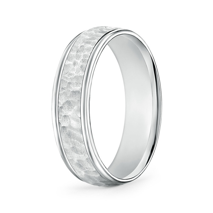 6 100 Comfort Fit Hammered Men's Wedding Band in P950 Platinum