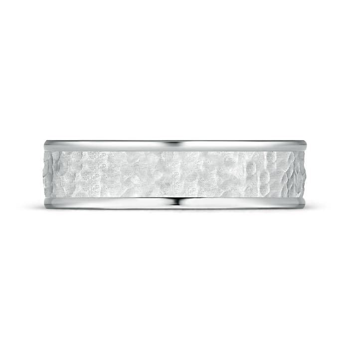 6 100 Comfort Fit Hammered Men's Wedding Band in P950 Platinum