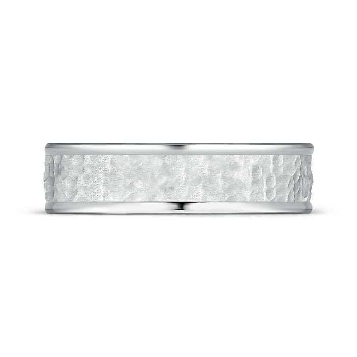 6 100 Comfort Fit Hammered Men's Wedding Band in P950 Platinum side-1