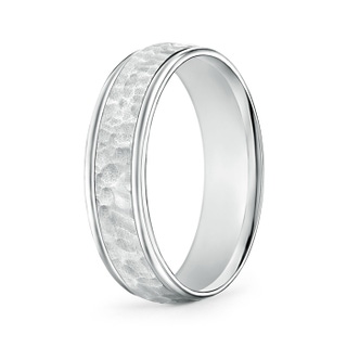 6 110 Comfort Fit Hammered Men's Wedding Band in P950 Platinum