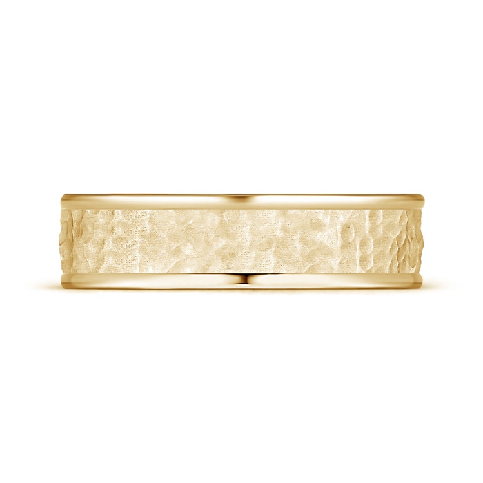 6 85 Comfort Fit Hammered Men's Wedding Band in Yellow Gold side-1