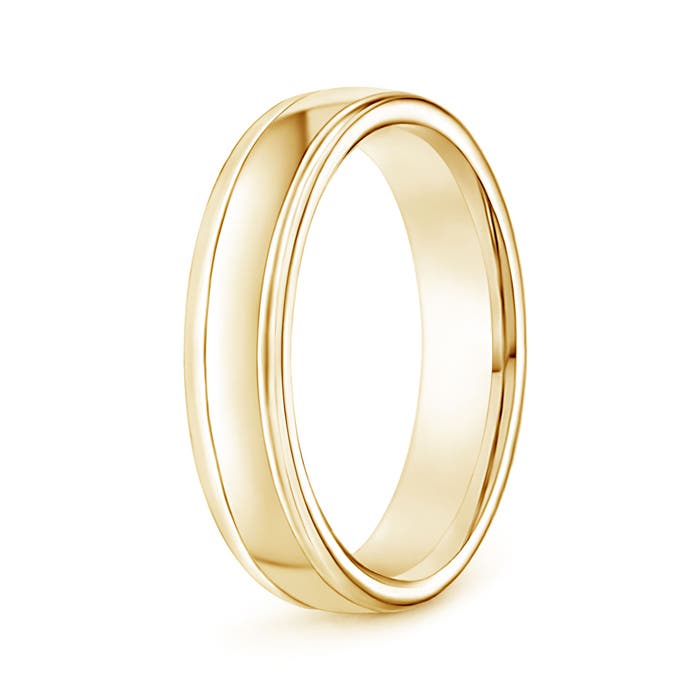 4 120 Round Edged Men's Satin Finish Wedding Band in Yellow Gold