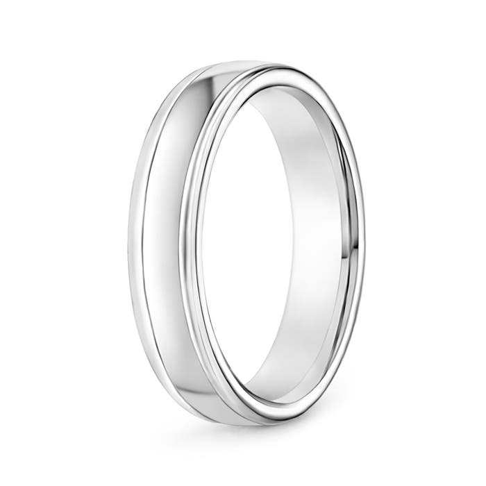 4 130 Round Edged Men's Satin Finish Wedding Band in White Gold