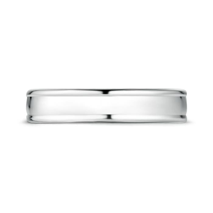 4 85 Round Edged Men's Satin Finish Wedding Band in White Gold - side 1