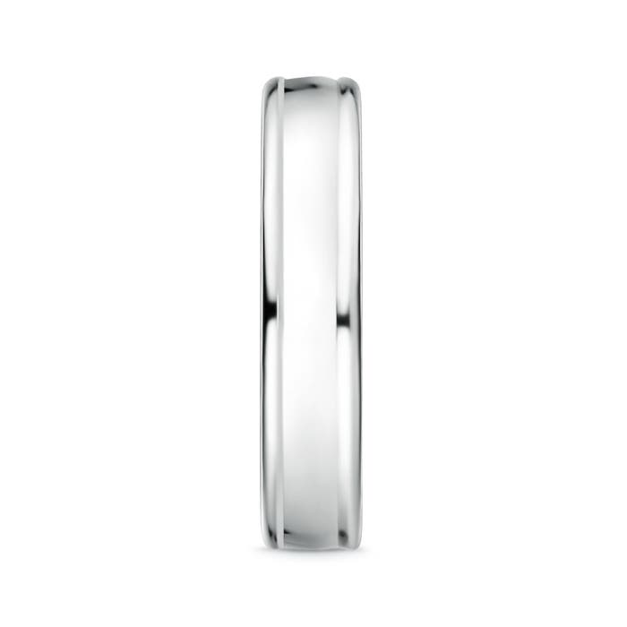 4 85 Round Edged Men's Satin Finish Wedding Band in White Gold - side 2