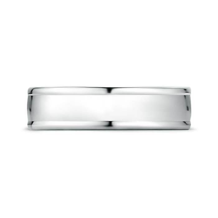 6 100 Round Edged Men's Satin Finish Wedding Band in White Gold