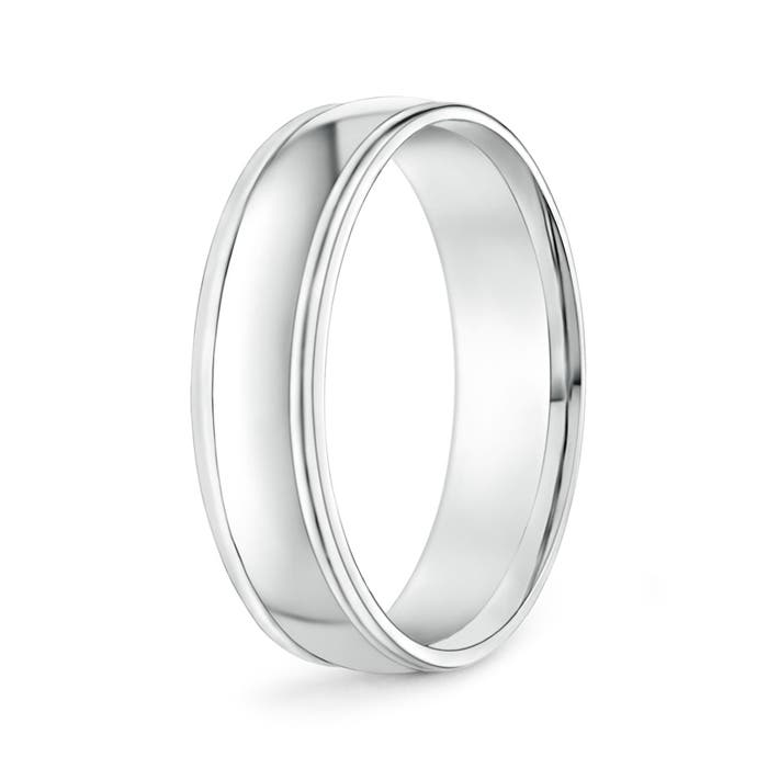 6 120 Round Edged Men's Satin Finish Wedding Band in White Gold