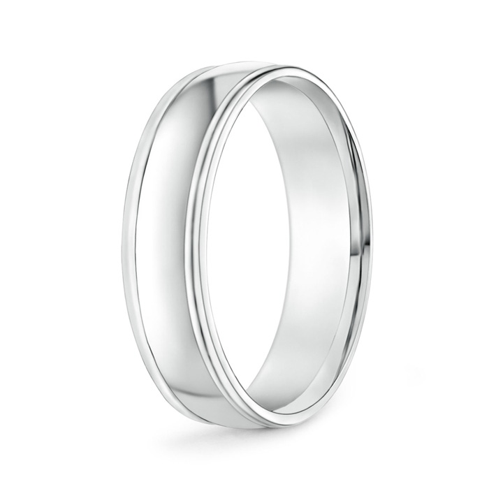 6 130 Round Edged Men's Satin Finish Wedding Band in White Gold 