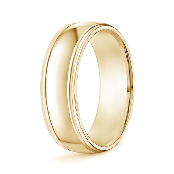 7 75 Round Edged Men's Satin Finish Wedding Band in Yellow Gold