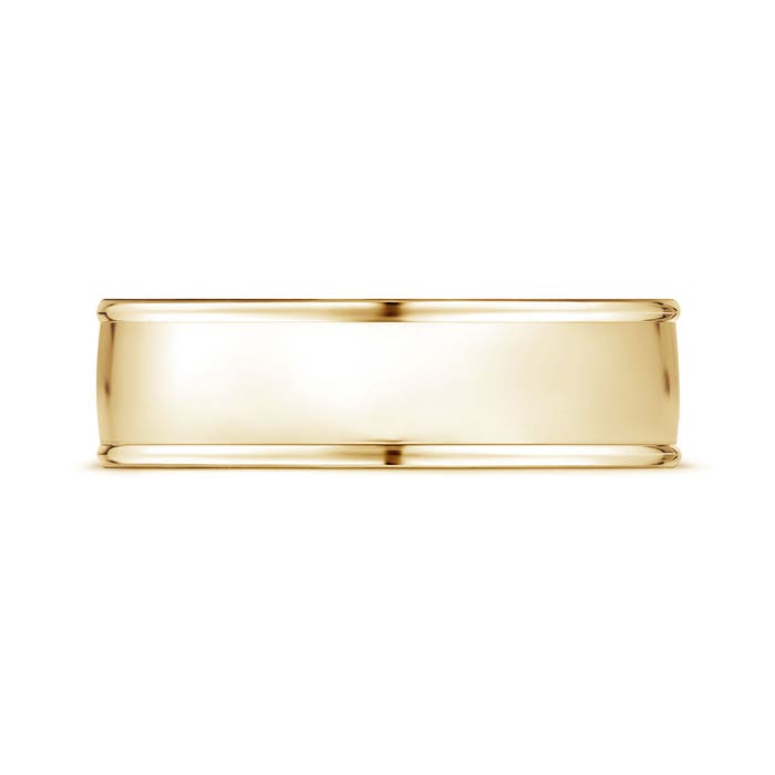 7 75 Round Edged Men's Satin Finish Wedding Band in Yellow Gold