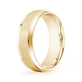 7 105 7mm Drop Edge Men's Satin Finish Wedding Band in Yellow Gold