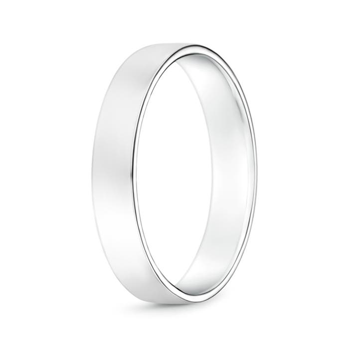 4 100 Classic High Polished Men's Flat Wedding Band in 18K White Gold