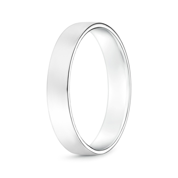 4 100 Classic High Polished Men's Flat Wedding Band in White Gold 