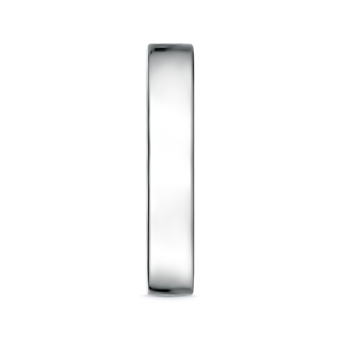 4 100 Classic High Polished Men's Flat Wedding Band in White Gold side 299