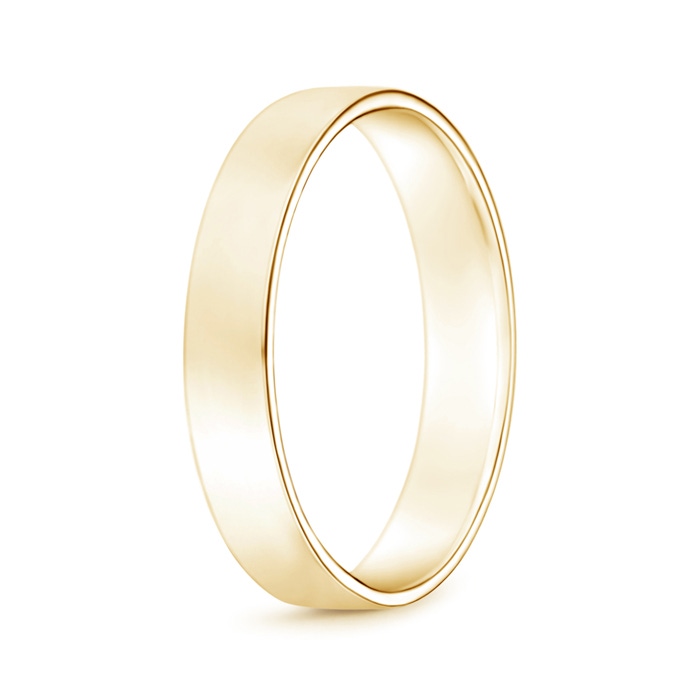 4 100 Classic High Polished Men's Flat Wedding Band in Yellow Gold