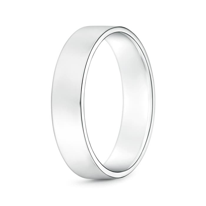 5 100 Classic High Polished Men's Flat Wedding Band in 18CT White Gold