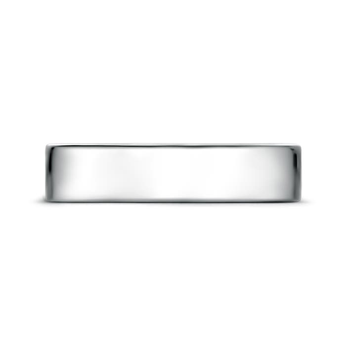 5 100 Classic High Polished Men's Flat Wedding Band in 18K White Gold