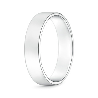 5 100 Classic High Polished Men's Flat Wedding Band in White Gold