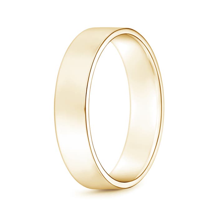 5 100 Classic High Polished Men's Flat Wedding Band in Yellow Gold