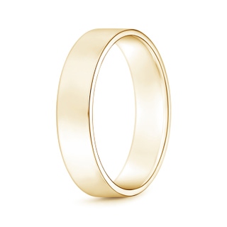 5 100 Classic High Polished Men's Flat Wedding Band in Yellow Gold