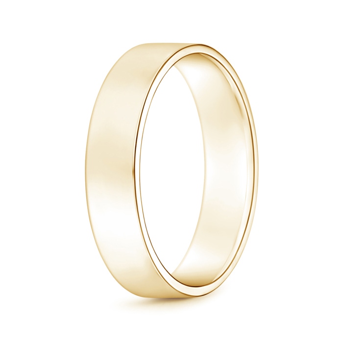 5 105 Classic High Polished Men's Flat Wedding Band in Yellow Gold