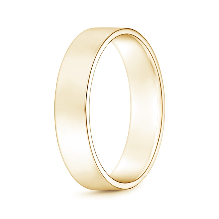 5 105 Classic High Polished Men's Flat Wedding Band in Yellow Gold 