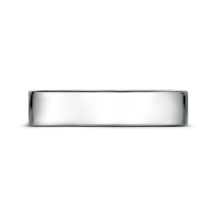 5 85 Classic High Polished Men's Flat Wedding Band in White Gold side 199