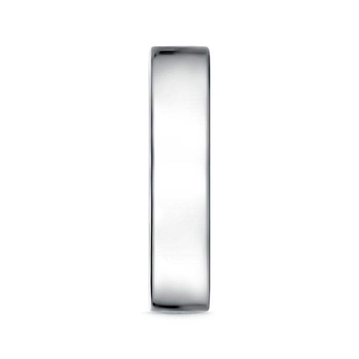 5 85 Classic High Polished Men's Flat Wedding Band in White Gold side 299