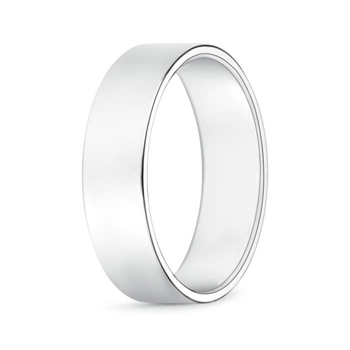 6 100 Classic High Polished Men's Flat Wedding Band in 18K White Gold