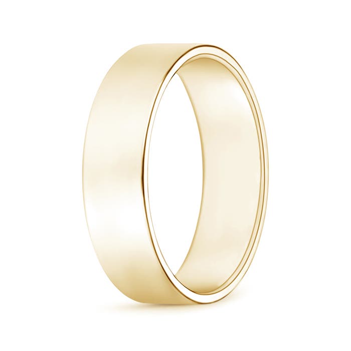 6 100 Classic High Polished Men's Flat Wedding Band in Yellow Gold